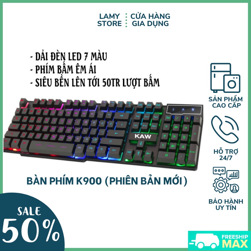 Bàn Phím Giả Cơ Game Thủ K900 Mẫu Mới Nhất, Nút Bấm Siêu Nhạy, Thiết Kế 7 Chế Độ LED