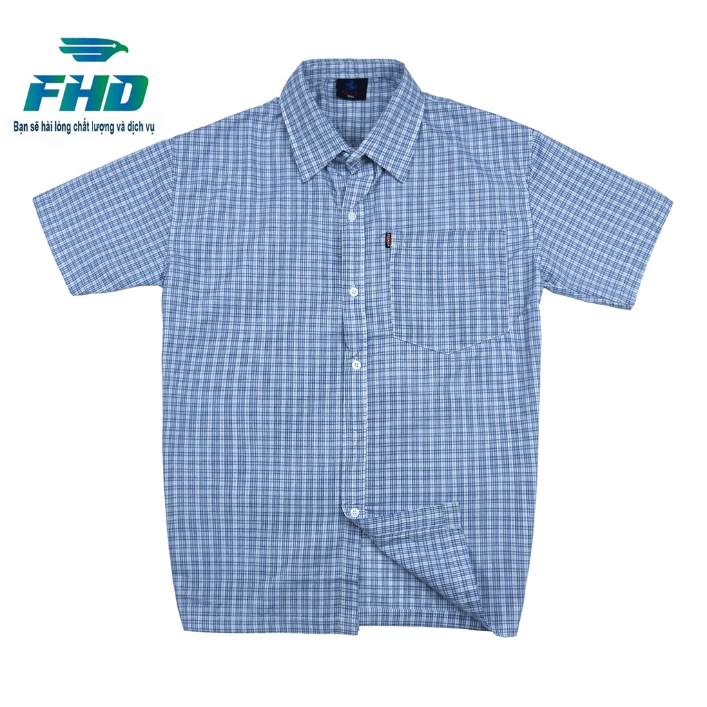 Áo sơ mi nam trung niên ngắn tay chất vải kate mềm mát đường may kỹ lưỡng form rộng từ 45-80Kg FHDA014
