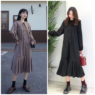 [HÀNG ĐẸP] Váy ulzzang vintage dài tay xếp ly cao cấp - M01 - janna house