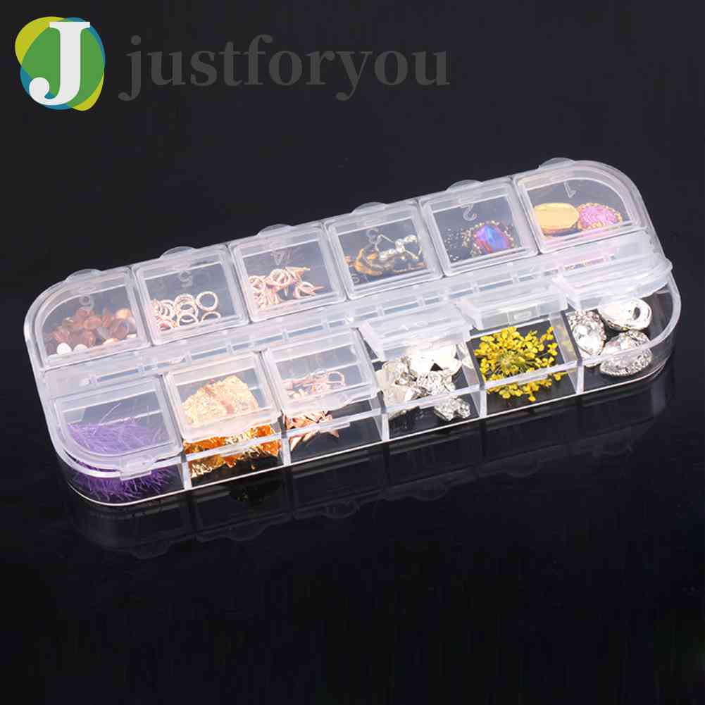 Hộp 12 Ngăn Đựng Hạt Cườm Thêu Tranh Đính Đá