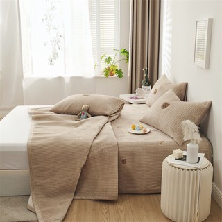 Bộ chăn ga chất tuyết sữa gấu teddy-tokyo.bedding