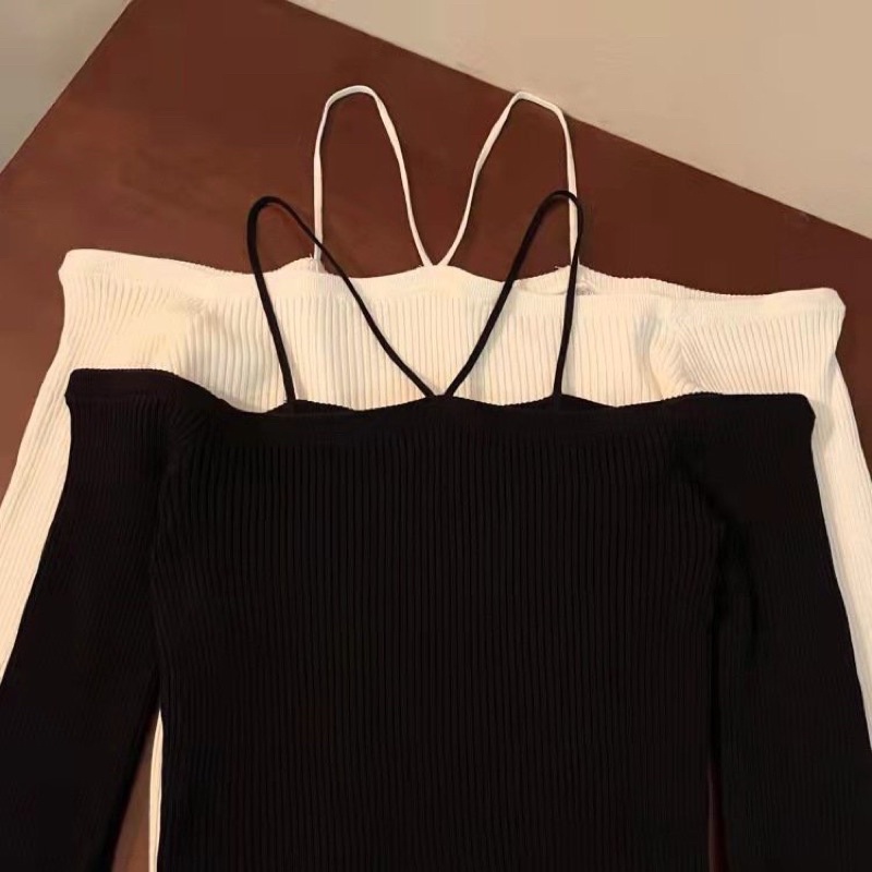 [HÀNG SẴN]ÁO LEN TĂM DÂY MẢNH CHÉO CỔ HỞ VAI SIÊU SEXY