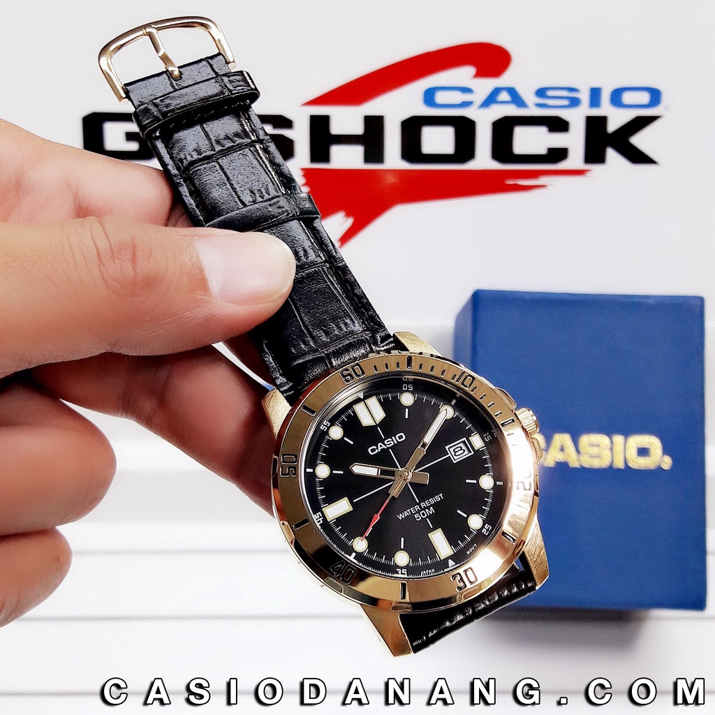 Đồng hồ nam dây da Casio Standard chính hãng Anh Khuê MTP-VD01GL-1EVUDF (45mm)