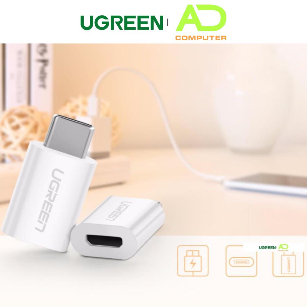 Đầu chuyển Micro USB sang USB type C, kích thước 18*13*6,6mm UGREEN US157