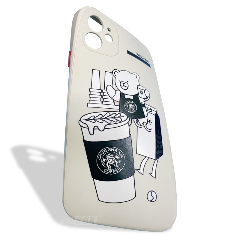 Ốp điện thoại KOOSUK silicon mềm hình chú gấu cà phê cho Samsung Galaxy A12 M12 M62 F62 M31 M21S M51