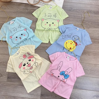 Combo 5 bộ cộc cotton giấy bé trai, bé gái. Size 3-14kg
