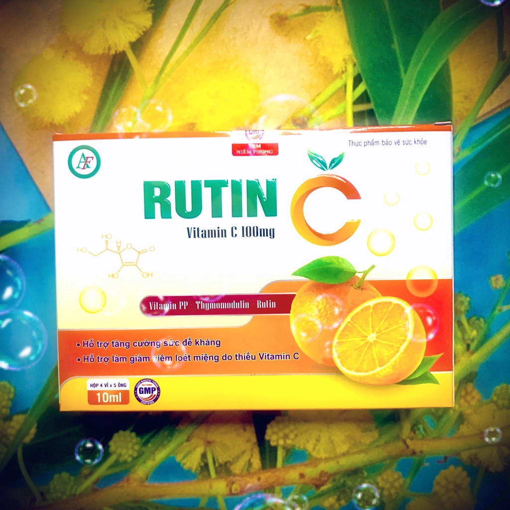 Rutin C hộp 20 ống giúp bổ sung Vitamin C, tăng cường sức đề kháng, giảm cháy máu chân răng, viêm loét miệng