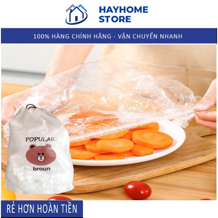 Màng Bọc Thực Phẩm Có Chun Co Dãn Tái Sử Dụng (Gói 100c Kèm Túi Gấu)