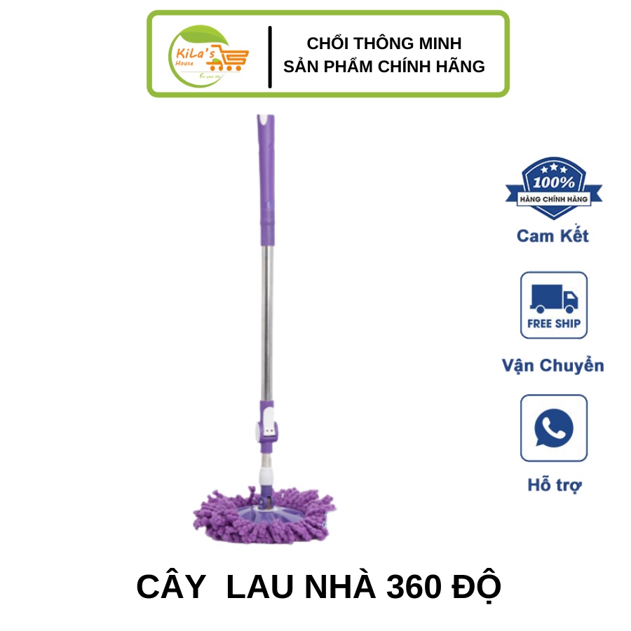 Cây Lau Nhà Xoay 360 Độ, Cán Inox Cao Cấp, Thiết Kế Bàn Xoay Linh Hoạt - Chổi Lau Nhà Thông Minh Inox Lau Nhanh, Sạch