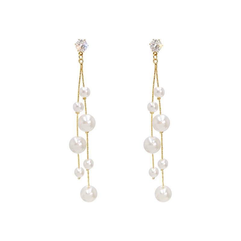 Bông Tai Ngọc Trai Đính Kim Cương Lấp Lánh Thanh Lịch Cho Nữ