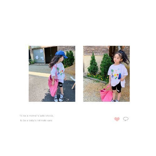 Áo Thun Cotton Ngắn Tay Dáng Rộng In Chữ Thời Trang Mùa Hè 48 Tiếng Cho Bé Gái