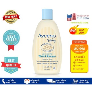 [USA Official] Sữa tắm gội toàn thân Aveeno baby 236ml