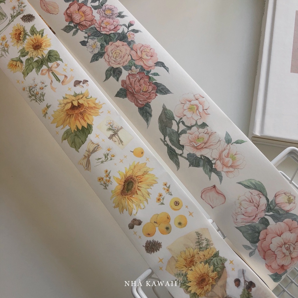 Băng dính washi tape Blossom brand MOODTAPE trang trí junk journal