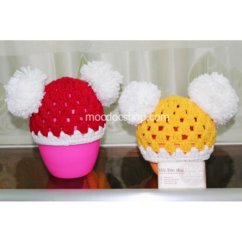 Nón len handmade cho bé - 0-12 tháng