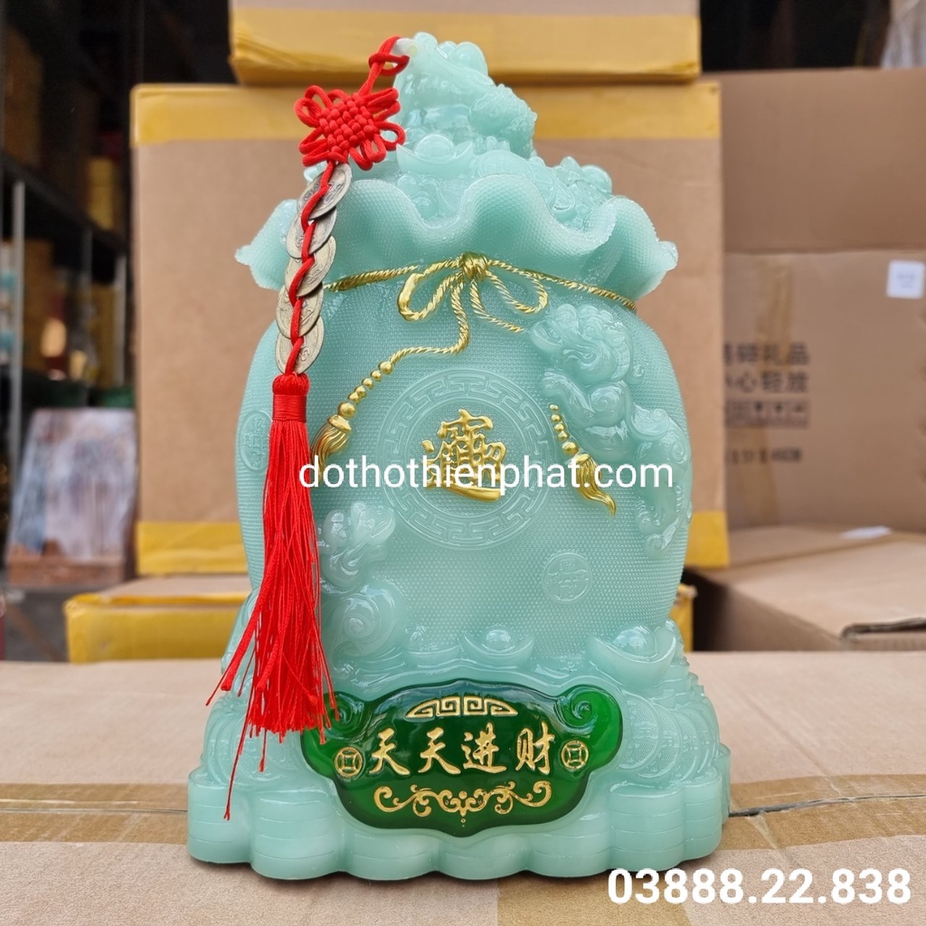 Túi vàng đựng tiền phong thủy màu xanh mẫu mới loại 1
