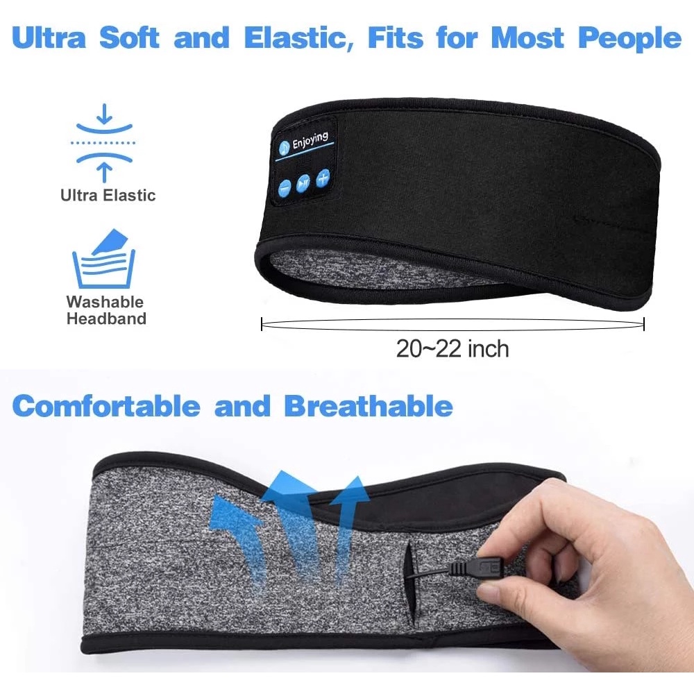 Băng Đô Thể Thao Tích Hợp Tai Nghe Bluetooth Không Dây Chất Liệu Mềm Mỏng Co Giãn Thoải Mái Tiện Dụng