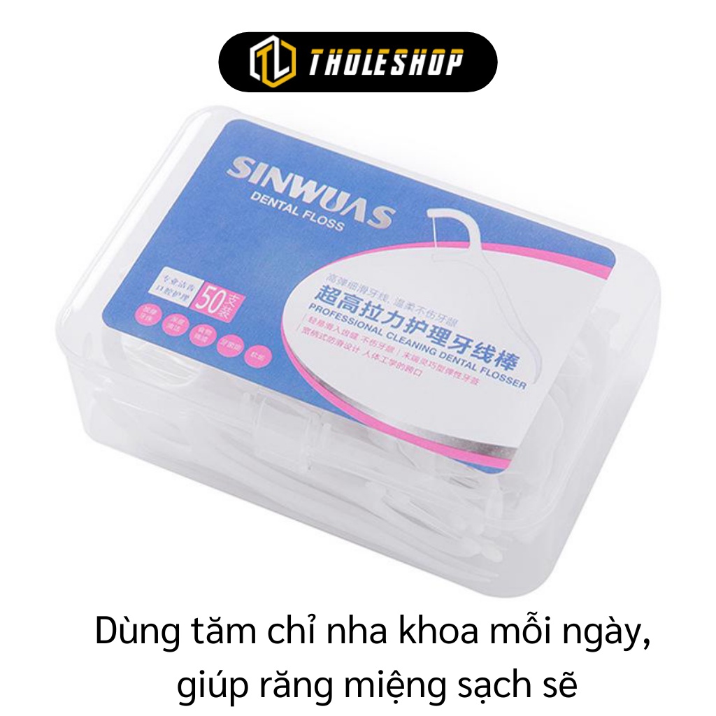 Chỉ Nha Khoa - Hộp 50 Que Tăm xỉa Răng Nha Khoa Dùng 1 Lần SinWuas Chuyên Dụng 8557