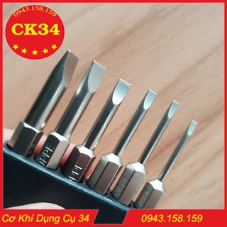 Bộ 6 mũi tô vít 2 cạnh chuôi lục giác cho khoan pin và khoan điện 50mm hãng BROPPE