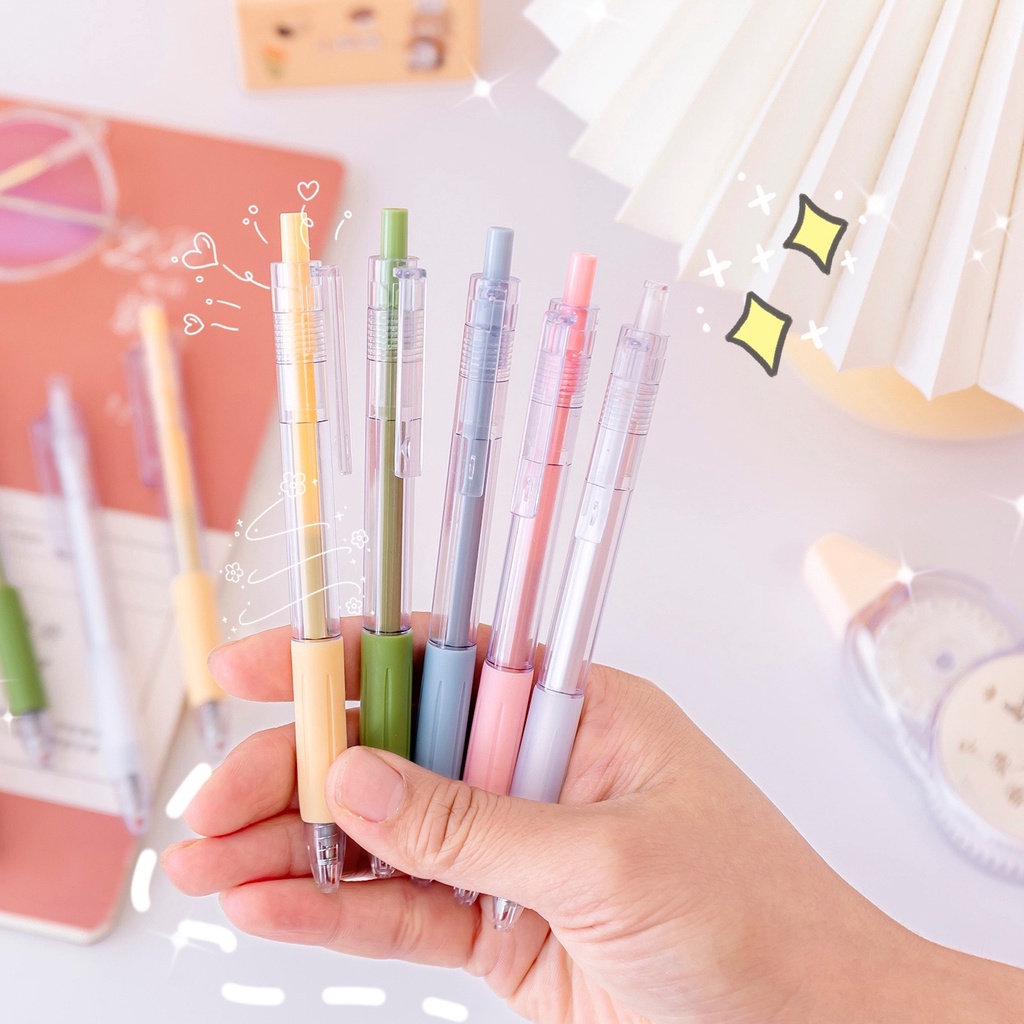 Bút bi nước mực đen ngòi 0.5mm - bút gel đen vỏ trong suốt