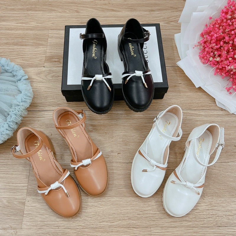 CÓ SẴN: Sandal cao gót 4 phân ulzzang bít mũi, giày Lolita đế cao phong cách vintage ulzzang chất mềm.