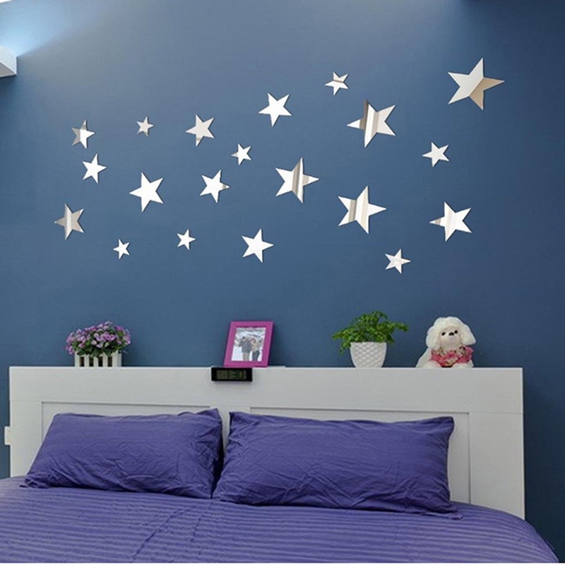 Bộ 10 Miếng Dán Tường Trang Trí Tráng Gương Hình Ngôi Sao 3D Bằng Acrylic Tự Dính Trang Trí Nhà Cửa