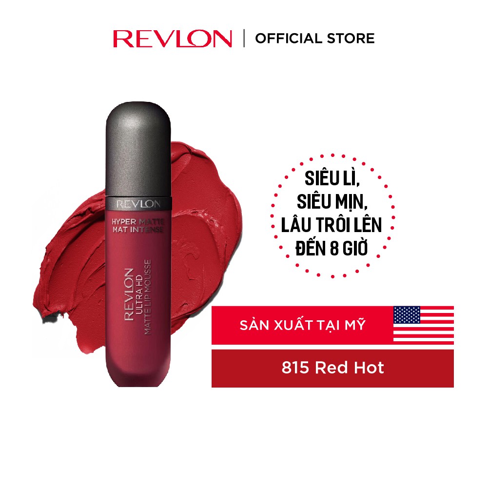 Son kem siêu lì Revlon Ultra HD Lip Mousse™ Hyper Matte 5.9ml (HSD dưới 8 tháng)