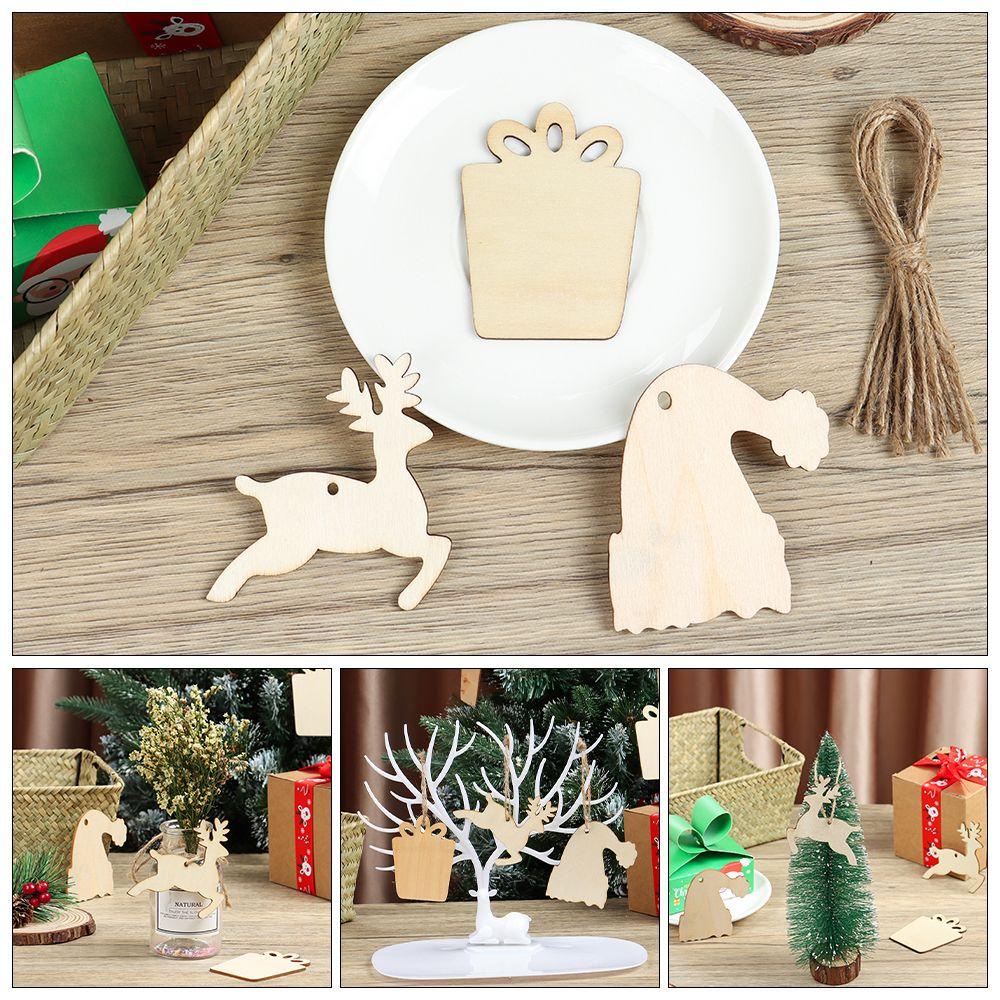 Đĩa Gỗ Hình Hươu Kèm Dây Thừng Dùng Trang Trí DIY