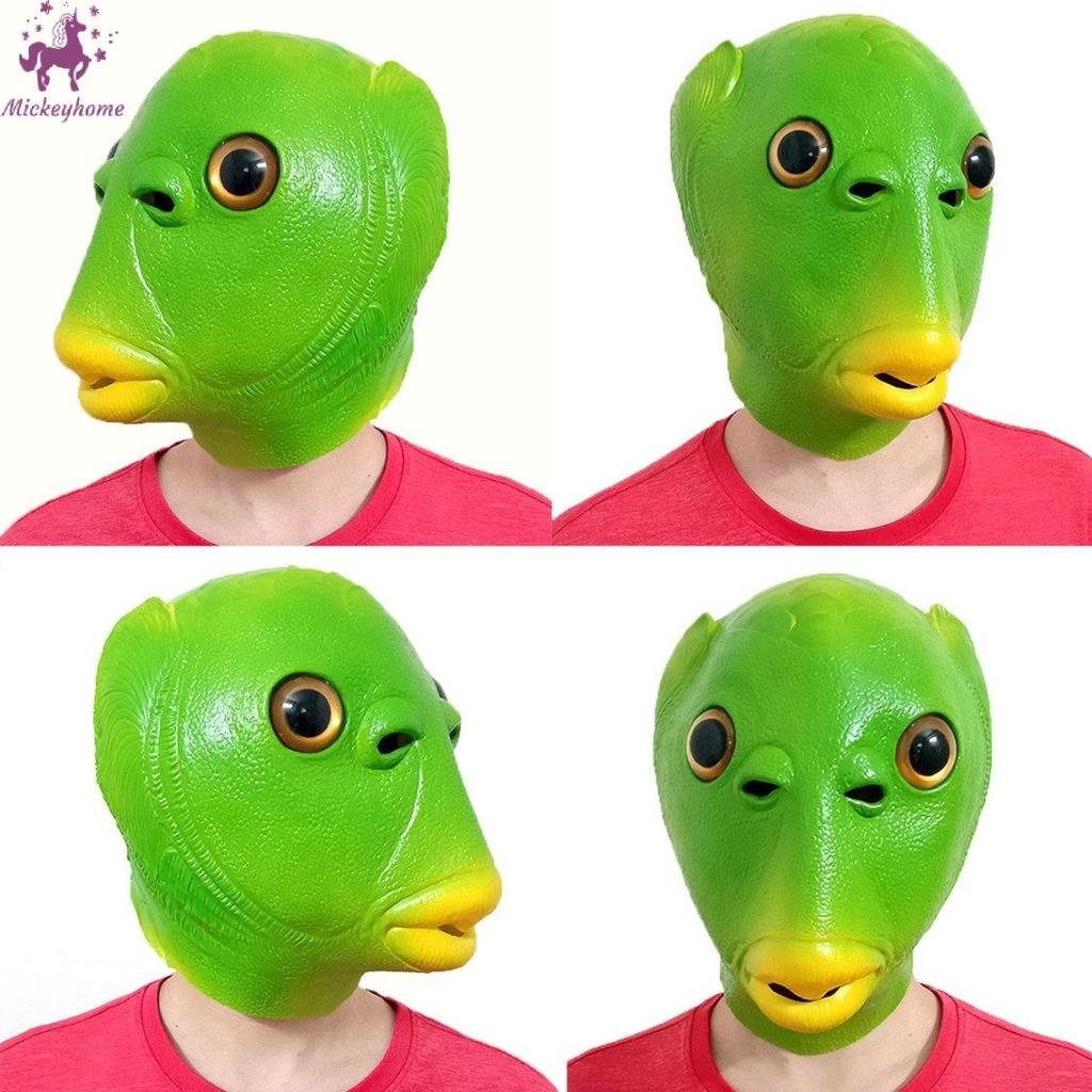 🐸Trang phục cosplay hài hước Unisex Phụ nữ trưởng thành Nam giới tiệc tùng mặt nạ đầu cá màu xanh lá cây