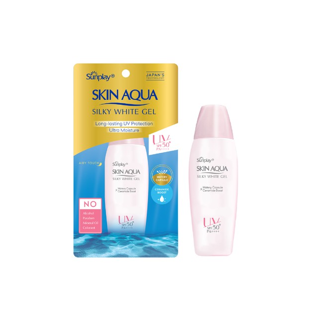 Gel chống nắng dưỡng trắng cho da khô Sunplay Skin Aqua Silky White Gel SPF 50+ PA++++ 70g