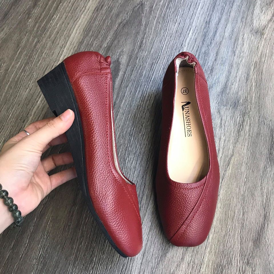 Giày xuồng da bò nữ cao 4p