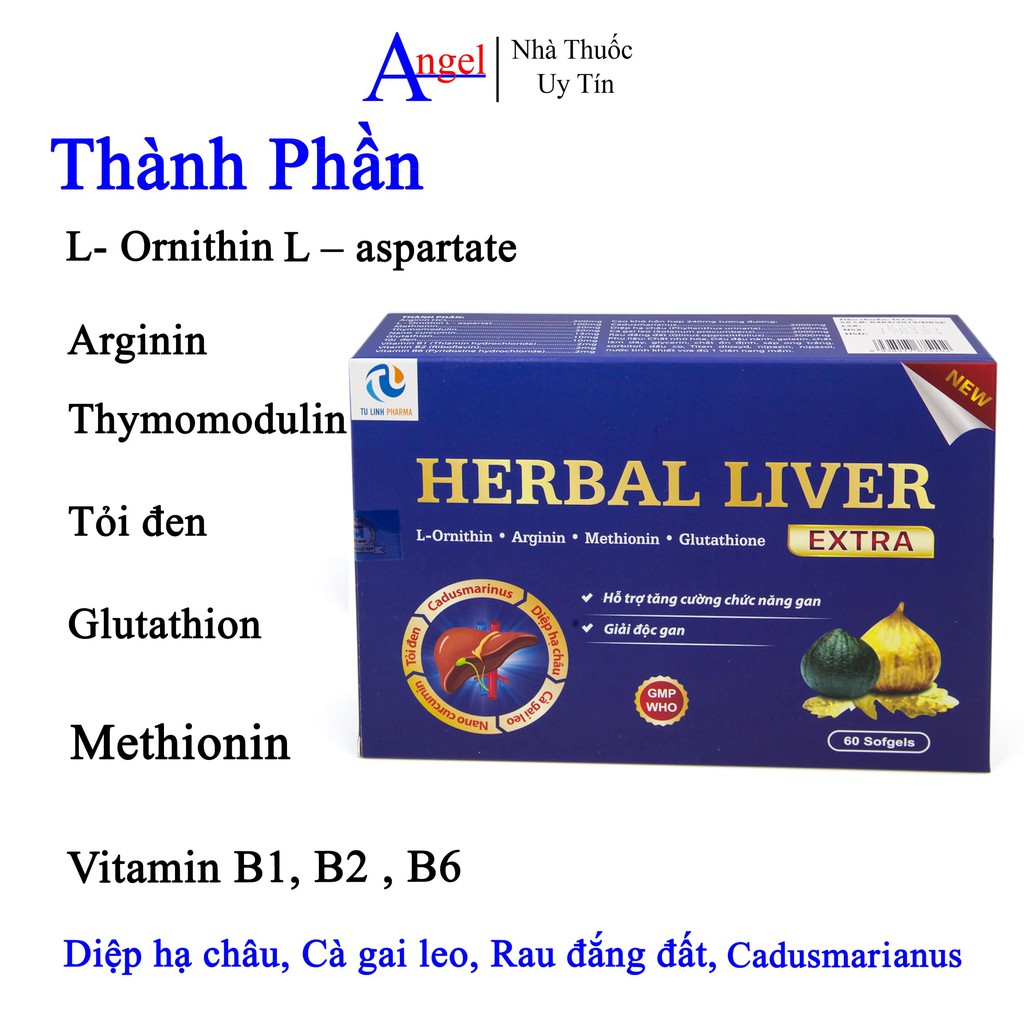 Bổ gan HEBAL LIVER EXTRA gải độc mát gan, tăng cường chức năng gan, hộp 60 viên