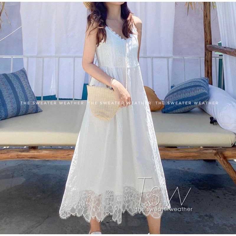 Váy trắng chân ren dành cho nữ | BigBuy360 - bigbuy360.vn