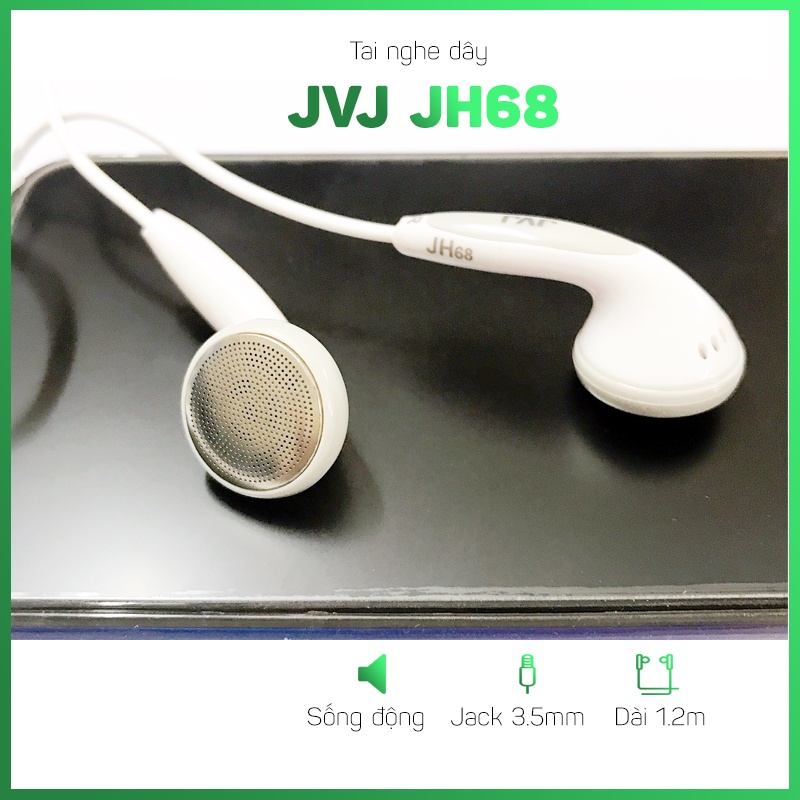 Tai nghe nhét tai JVJ JH68 jack 3.5mm âm thanh chất lượng cao