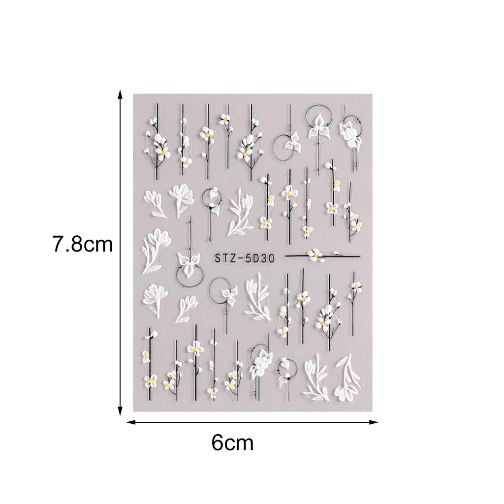 1 Bộ Miếng Dán Trang Trí Móng Tay Tự Dính Không Mùi Dính Mạnh Họa Tiết Hoa 3D Nhiều Phong Cách Bắt Mắt