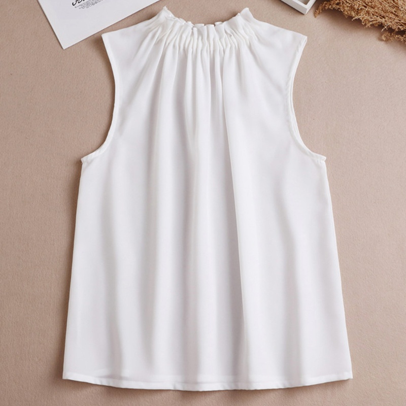 Xiangbao Áo Tank Top Voan Xếp Ly Bán Nguyệt Không Tay Phối Bèo Cho Nữ