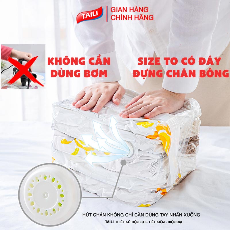 Túi Hút Chân Không Đựng Quần Áo Taili Bảo Quản Chăn Mền Không Cần Dùng Bơm 2 Lớp Khóa Zip Tck1