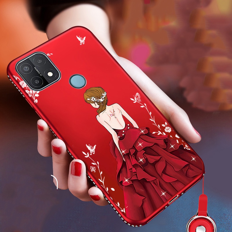 ỐP ĐÍNH ĐÁ OPPO A15/A15S HÌNH CÔ GÁI CAO CẤP ( Tặng Kèm Dây Đeo)