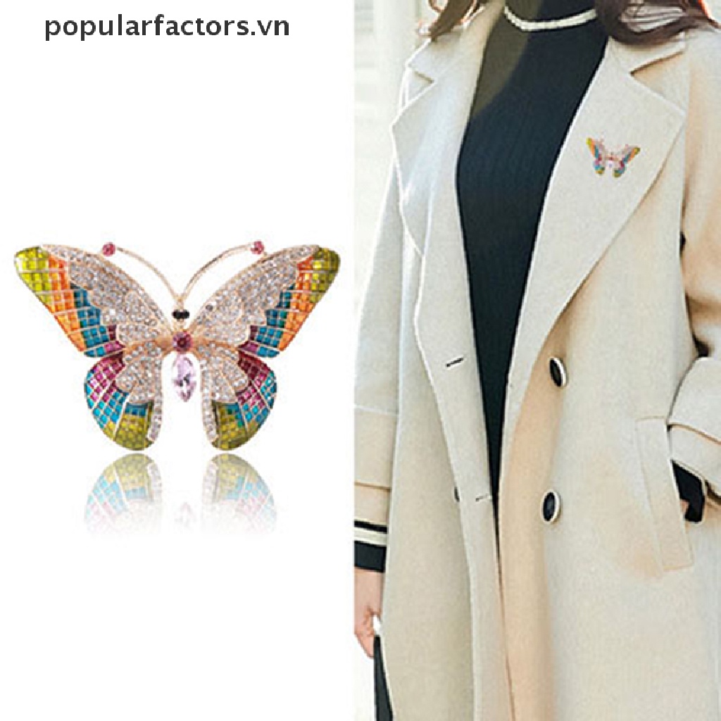 Ghim Cài Áo Hình Bướm Lớn Tráng Men Đính Đá Cho Nữ [VN]