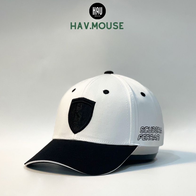Mũ lưỡi trai Ferrari trắng mix đen thời trang cao cấp siêu hot dành cho nam và nữ
