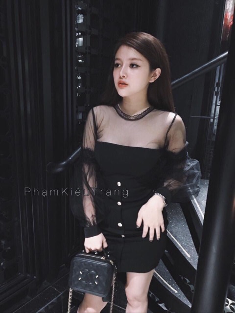 Váy Body lưới gồng tay bồng . | BigBuy360 - bigbuy360.vn