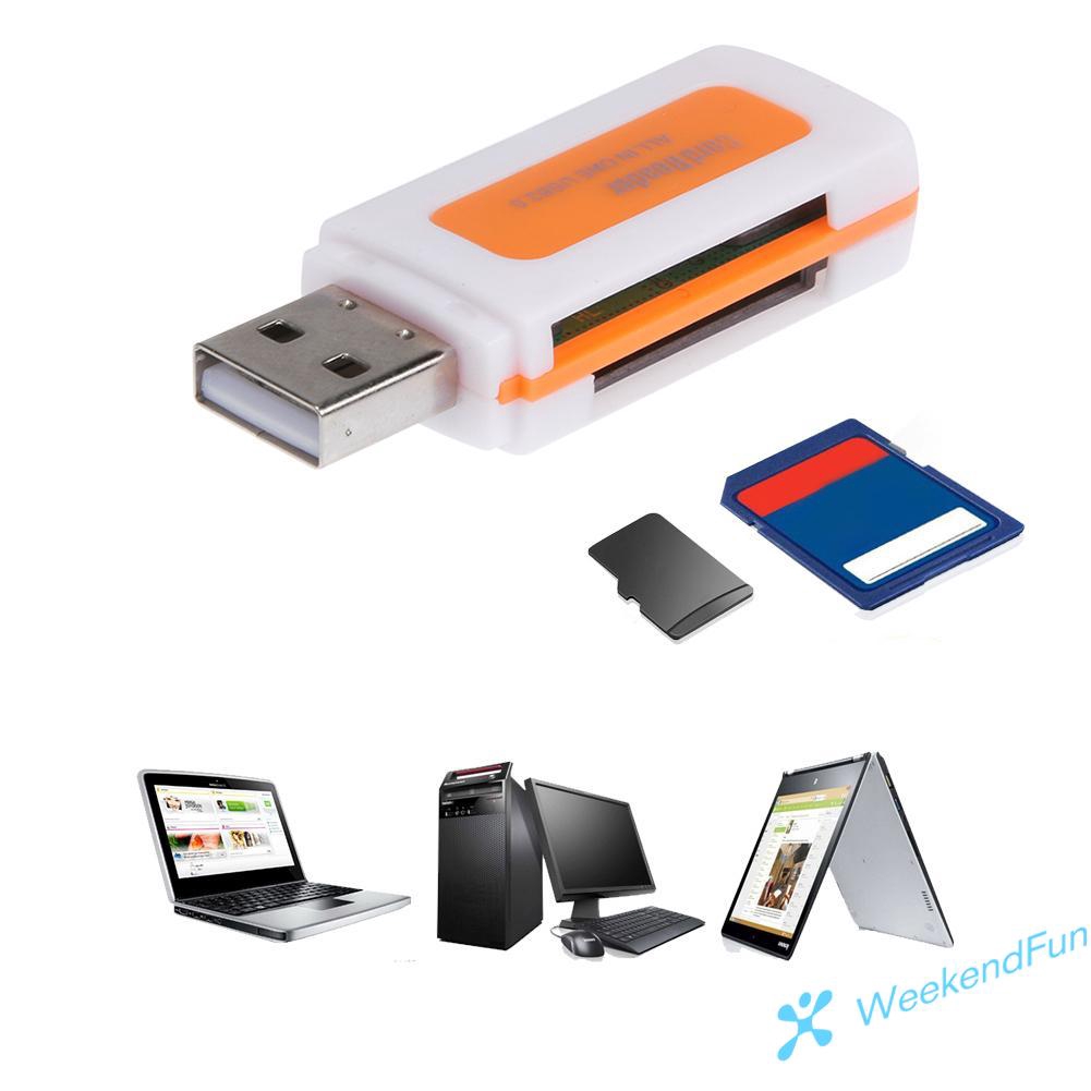 Đầu Đọc Thẻ Nhớ Mini Usb 2.0 4 Ngăn Sd/Mmc Tf Ms M2