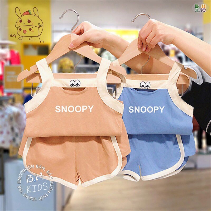 Bộ 2 dây bé gái snoopy chất đũi mềm mịn_Quần áo trẻ em