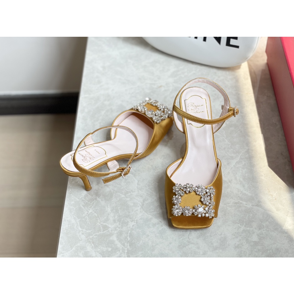 Giày cao gót nữ da thật thời trang cao cấp Roger Vivier phong cách sang trọng, thanh lịch