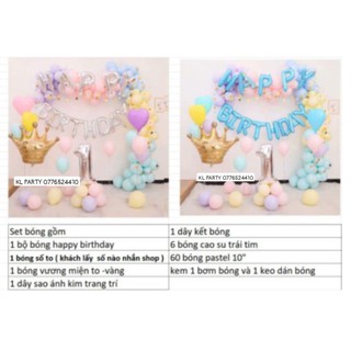 Set bóng trang trí sinh nhật vương miện sang chảnh