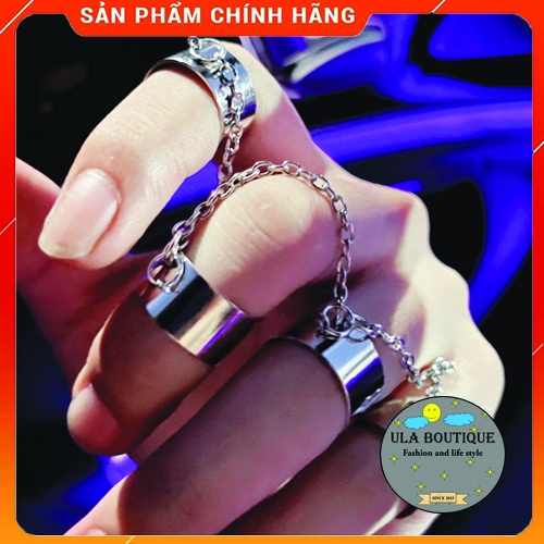 Bộ 4 nhẫn có dây xích Ula Shop Phong cách Hip Hop Cá tính dân chơi BN4