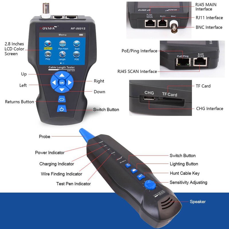 Máy Test Cáp Mạng Noyafa NF-8601S cao cấp - Hàng Chính Hãng Noyafa