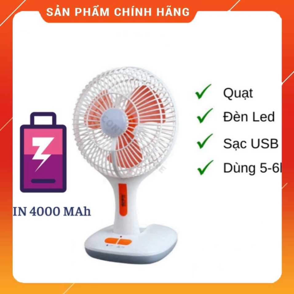 Quạt Tích Điện Mini 2 cấp gió/ Tích Hợp Đèn Led | (HO2)