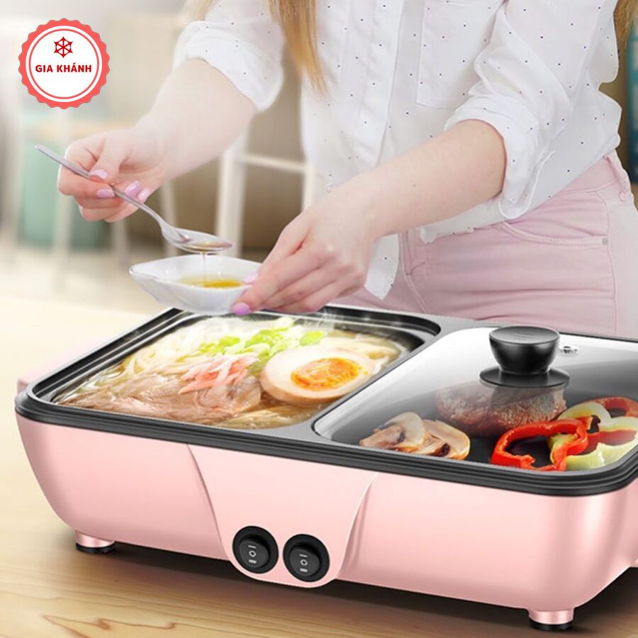 Bếp Nướng Điện Mini , Nồi điện đa năng, Lẩu nướng Siêu Tiện Dụng Công Nghệ Hàn Quốc LD2110