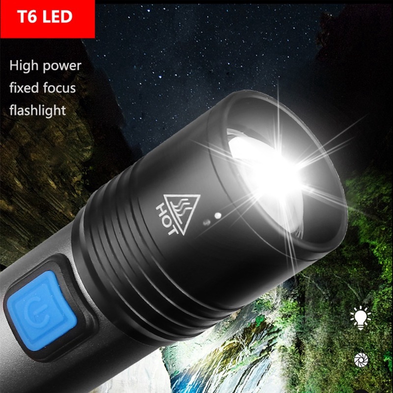 Đèn LED 3000LM T6 Đèn Pin USB Có Thể Sạc Lại Không Thấm Nước Có Thể Phóng To Pin Tích Hợp
