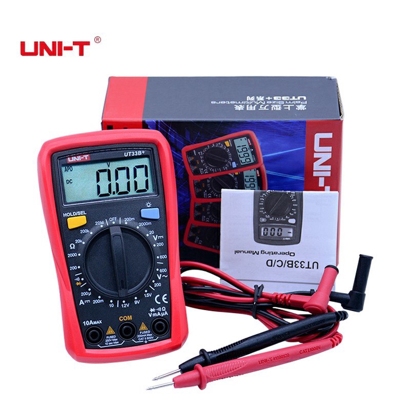 UNI-T UT33B + Kích thước lòng bàn tay vạn năng kỹ thuật số DC vôn kế DC Ampe kế ohmmeter Kiểm tra pin Kiểm tra điốt